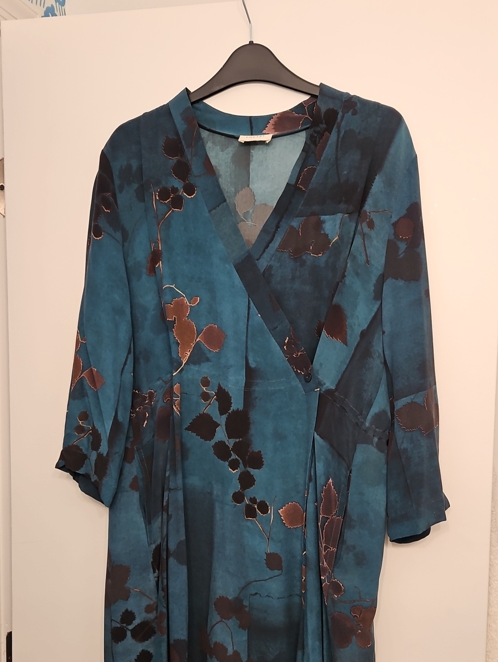 Poetry Teal Floral Long-Sleeve Wrap Dress, Size 10